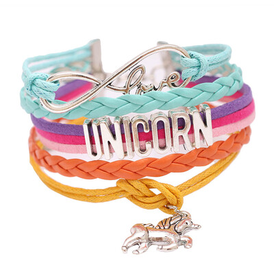 

Cute Unicorn Bracelet Handmade Rainbow Unicorn Sparkly Charm Bracelet Infinity Love Charm Bangles Best Gift for Girls&Womens