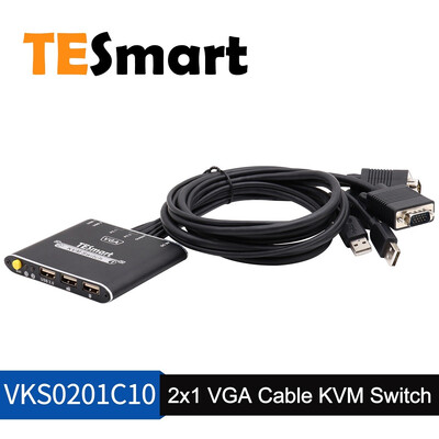 

TESmart 2-Port USBVGA Cable KVM Switch with Cables&1080P Supports USB 20 Device Peripheral Sharing