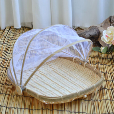 

Dustproof Vegetable Bread Cover Wicker Basket Tray Mesh Storage Container Handmade Fabric Picnic Basket Fruit Basket