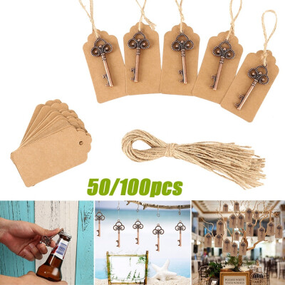 

50100pcs Vintage Key Bottle Opener with Paperboard Tag Card for Wedding Accessories