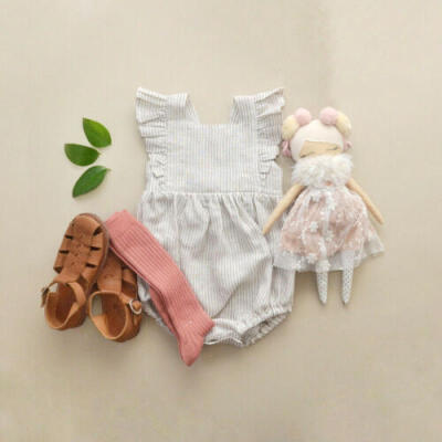 

US Infant Baby Girls Fashion Romper Jumpsuit Sleeveless Princess Striped Clothes