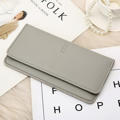 

Solid Color Womens Wallets No Zipper Purses Long Section Wallet Soft Denim Money Bag