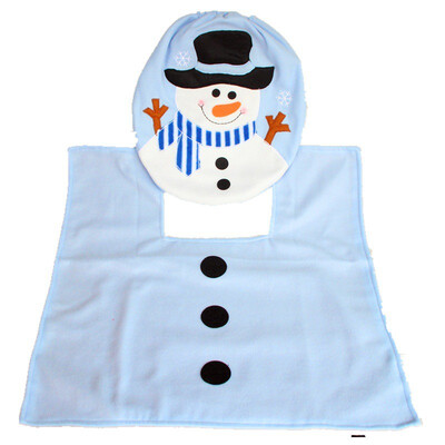 

Happy Christmas Snowman Toilet Seat And Tank Cover Set Christmas Decoration
