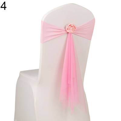 

1050Pcs Faux Rose Flower Organza Chair Sash for Wedding Events Party Decor