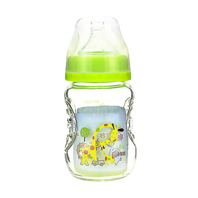 

150ML Baby Cartoon Glass Milk Wide Mouth Bottle Juice Bottle Baby Drink Baby Milk Bottle