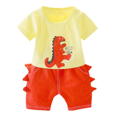 

Baby Clothes Summer Baby Boys Short Sleeve Cartoon Dinosaur Print T-shirt TopsShorts Casual Outfits Sets Boys Clothes