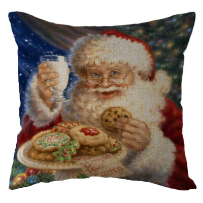 

Tailored Christmas Santa Claus Pillow Case Linen Sofa Throw Cushion Cover Home Decor