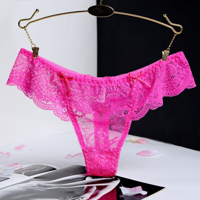 

Sexy Lace Thong Panties Good Elastic Underwear Solid Colour Bowknot Multicolor Female Floral Thongs&G-strings Tanga Mujer