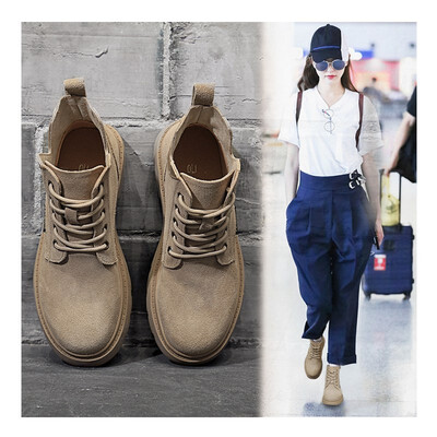 

2018 new spring&autumn increase Martin boots female British wind v mouth short boots frosted leather Korean version of the wil