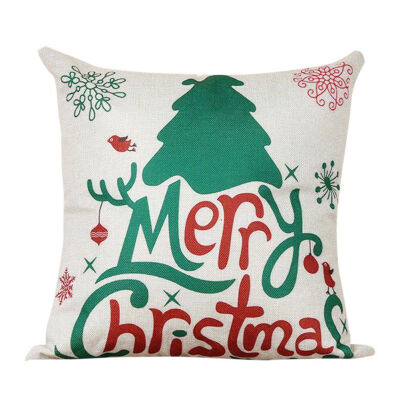 

Soft Linen Pillow Case Xmas Letter Elk Bell Tree Pattern Pillow Case for Home Bar Shop Christmas Supplies