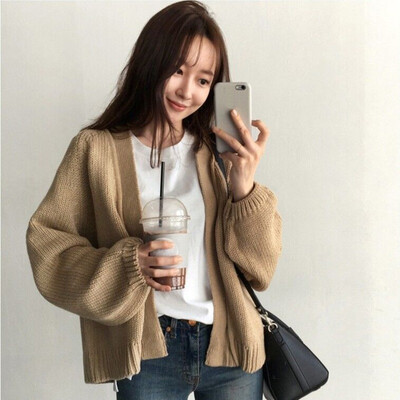 

sweater Women Knitted Cardigan 2019 Spring Autumn Simple Solid Straight Loose Clothing Sweater Fashion Cardigan for Female