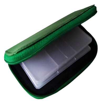 

Fashion Lady Solid Color Large Capacity Zip Faux Leather SIM CF Card Storage Bag