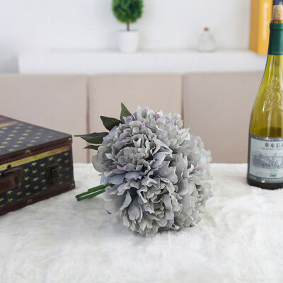 

Gobestart Artificial Silk Fake Flowers Peony Floral Wedding Bouquet Bridal Hydrangea Beige