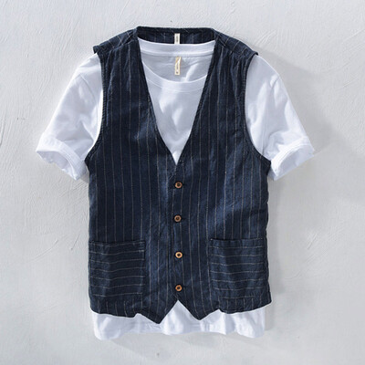 

Toponeto Summer Mens Casual Fashion Wild Striped Tank Top Jacket Top Blouse