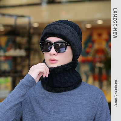 

Factory wholesale solid color wool hat&velvet warm scarf two-piece winter new twist knit hat old hat