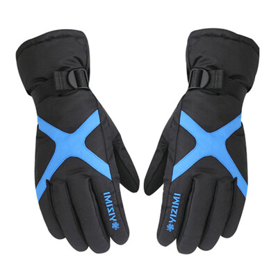 

IZTOSS motorcycle thickening ski cotton riding gloves men winter warm cold battery car waterproof long racing ladies gloves blue gloves