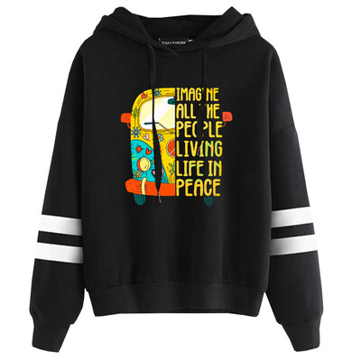 

Womens Peace Love Sign Hippie Bus Hoodie 60s 70s 80s Retro Sweater Sportswear