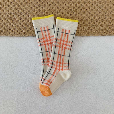 

Baby Socks Baby Girl Cute Socks Plaid Print Cotton Long Kids Socks