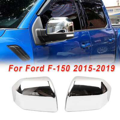 

For Ford F-150 2015-2019 Top Top Half Chrome Silver Side Door Mirror Cover 2PCS