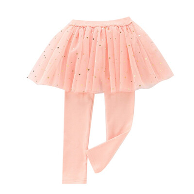 

Autumn Baby Kids Cotton Leggings Girl Cute Toddler Star Sequins Print Mesh Skirt Pants Skinny Long Bottoms