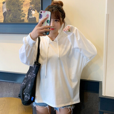 

Women Sweaters Fashion Casual Solid Hooded Sweater Female Long Sleeve Korean Chic Soft Jumpers Sweater Ladies