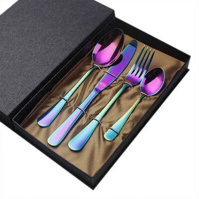 

Colorful Tableware Set Stainless Steel Western-style Food Flatware Set-Fork Table-Knife&Spoon Steak Eating Set Gift
