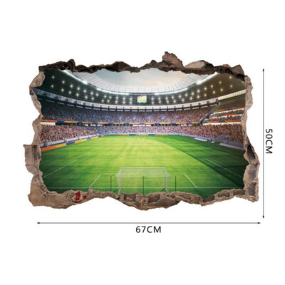 

Broken Wall 3D Soccer Field wall stickers for kids baby rooms bedroom home decoration mural poster football sticker art decals