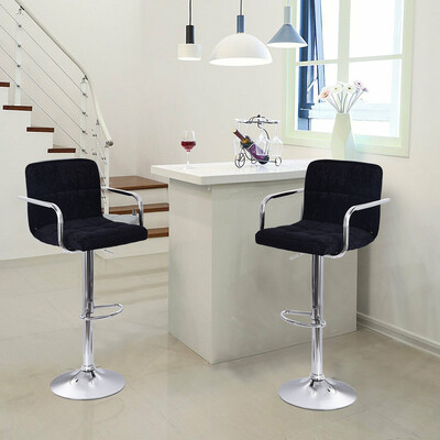 

Gobestart Set Of 2 Flannel Adjustable Bar Stools Counter Height Swivel Stool By Leopard