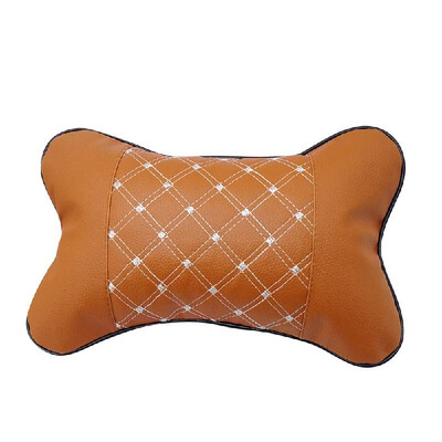 

Factory direct four seasons universal Danny leather car headrest neck pillow red wine embroidered bone pillow car headrest Dark gr