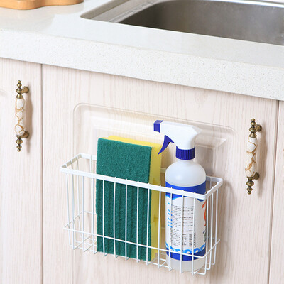 

Siaonvr Self-Adhesion Kitchen Bathroom Iron Basket Bin Storage Rack Mesh Organizer WH