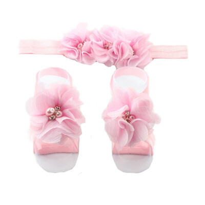 

Kids Baby Girl HairbandInfants Feet Accessories Flower Barefoot Sandals Floral Headwear Headband Photography Props Set