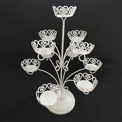 

European Wrought Iron Cake Stand Wedding Party Dessert Cake Display Stand White Tree Cup Pastry Tray