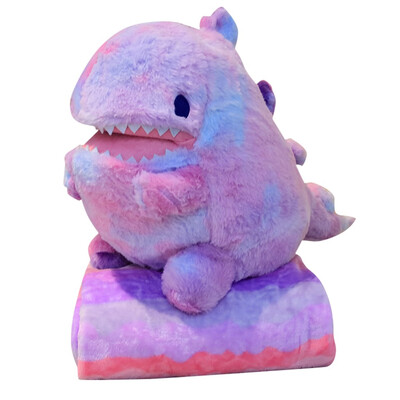 

Gobestart Rabbit Plush Gradient Dinosaur Pillow Air Conditioner Blanket Home Decoration