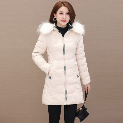 

Tailored Fashion Women Outerwear Long Sleeve Zipper Tops Hooded Button Cotton-padded Coat