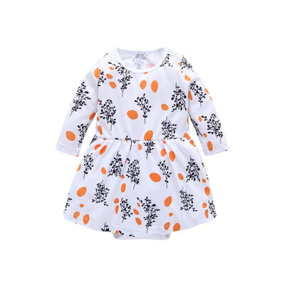 

Baby Girls Rompers Skirt New Autumn Long Sleeve Cotton White Flower Rompers Skirt Kids Clothes Baby Clothing 0-2Y