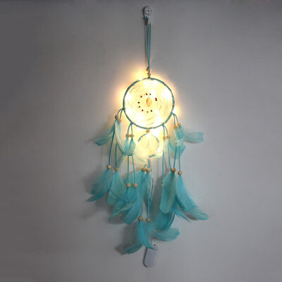 

LED Handmade Dream Catcher Wind Chimes Solid Feather Pendant Dream Catcher Hanging Gift Home Decoration Accessories Room Decor
