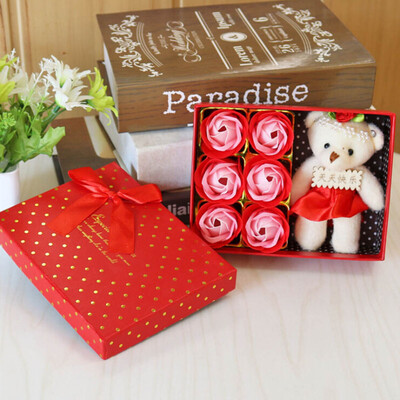 

Rose Flower Soap Valentine Day Gift Hand Washing Soap Flower Bear Gift Box