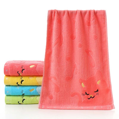 

Bamboo Fiber Childrens Jacquard Embroidered Musical Notes Cat Soft Absorbent Towel Bathroom Products