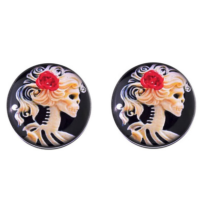 

1pc Beauty Skull Head Shape Ear Expansion Stainless Steel Fashion Exaggerate Skull Bride Print Ear Jewelry