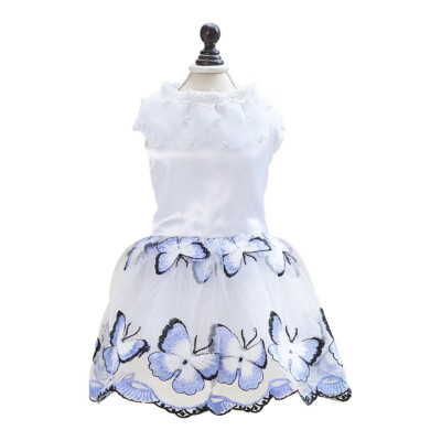 

Spring Summer Butterfly Embroidered Dog Dress Mesh Skirt Dress Tulle Princess Party Dresses Pearl Wedding for Small Medium Pet C