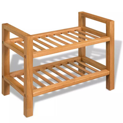 

Shoe Rack with 2 Shelves Solid Oak Wood 195"x106"x157"