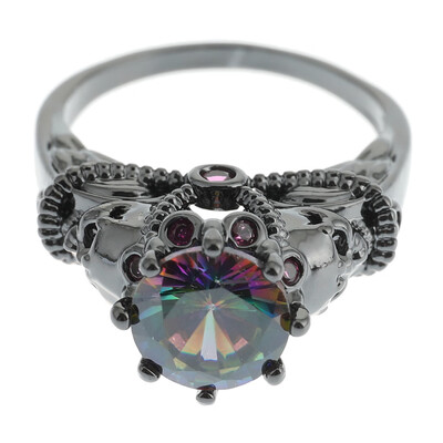 

Punk Vintage Black Gold Skull Ring Gift for Valentines Day