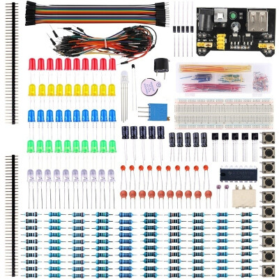 

Willstar 2 Types Electronic Component Starter Kit Breadboard Capacitor LED Buzzer Resistor for Learning Kit