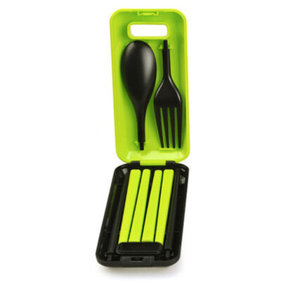 

3 in 1 ABS Folding Dinnerware Cutlery Fork Chopsticks Set with Storage Box Outdoor kamp Camping Hiking Traveling Tableware Set