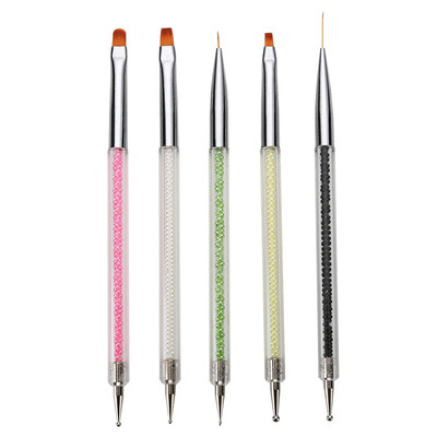 

〖Follure〗5 Pcs 2 way Acrylic UV Gel Nail Art Nail Art Brush Nail Dotting Pen