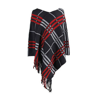 

Shawl Cloak Sweater Female Personality Fashion Diagonal Stripe Set Head Sexy V-Neck Comfortable Simple And Simple Temperament