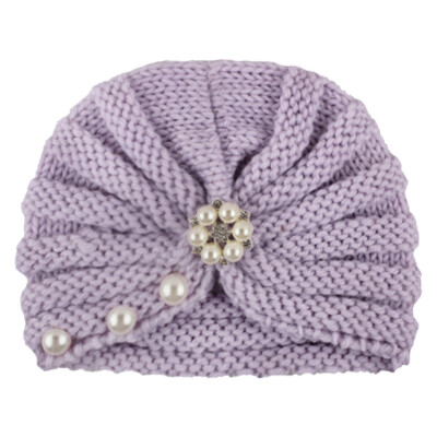 

Autumn Soft Cute Newborn Baby Pearl Design Girls Caps Infant Knitted Hat Turban Elastic Cap New