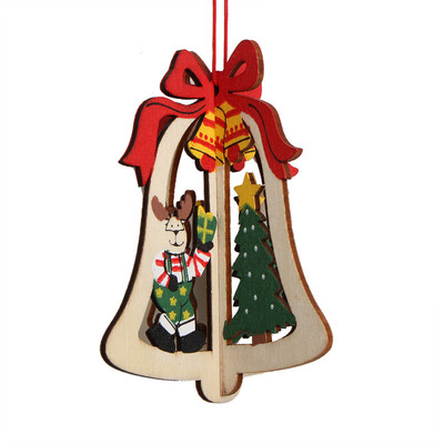 

Tailored 1PC New Christmas Tree Ornaments Hanging Xmas Tree Party Decor 3D Wooden Pendant