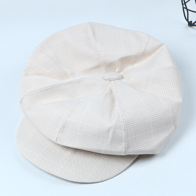 

Hat Female Spring&Summer Cotton Stripe Octagonal Hat Student Leisure Ribbon Hat Pure Chequered Painter Hat Tide