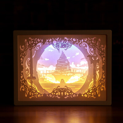 

Gobestart Creative Art Décor Lamp Light 3D Night Lamp Paper Pattern Painting LED Table